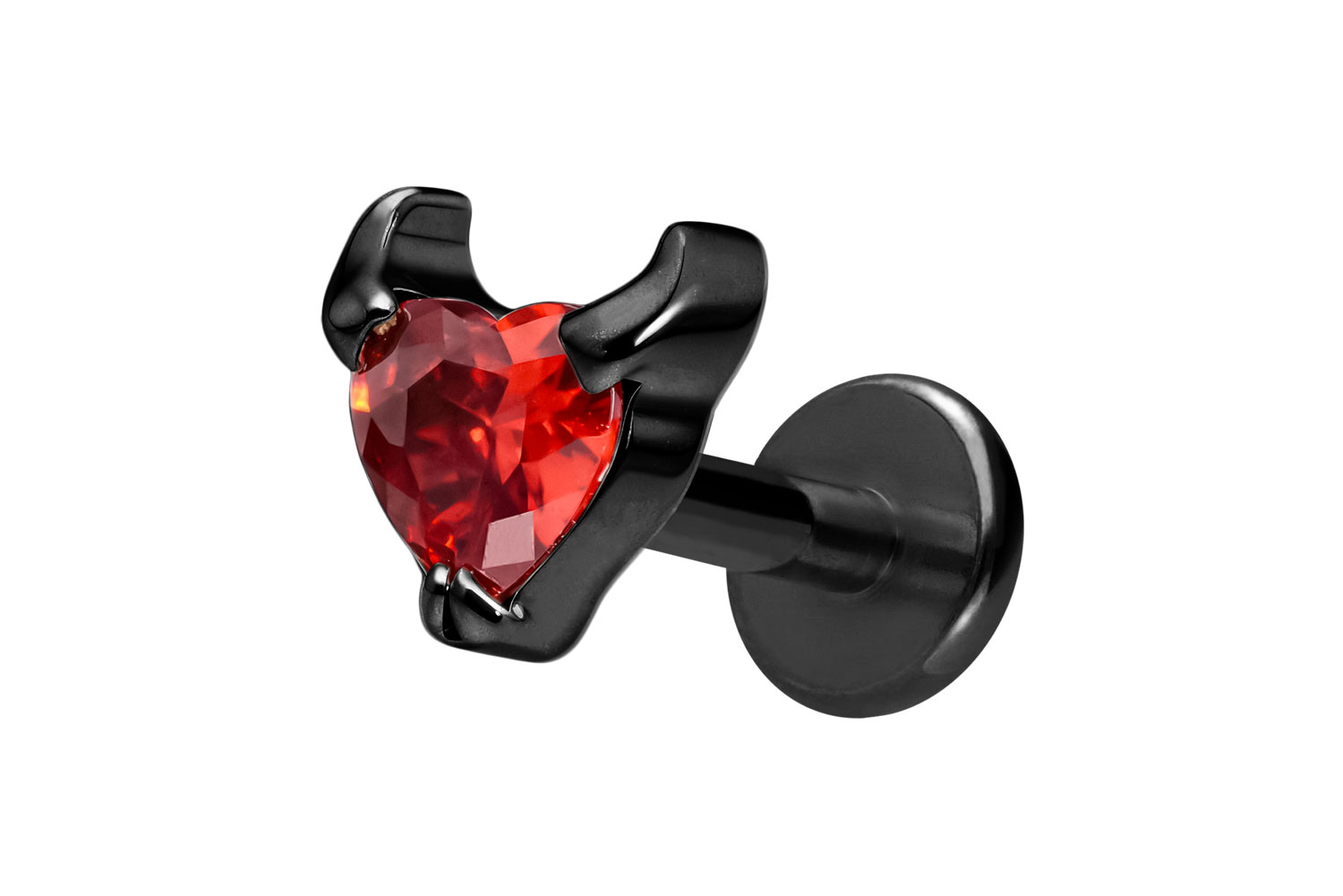 Titan Labret Piercing mit Innengewinde TEUFELSHERZ